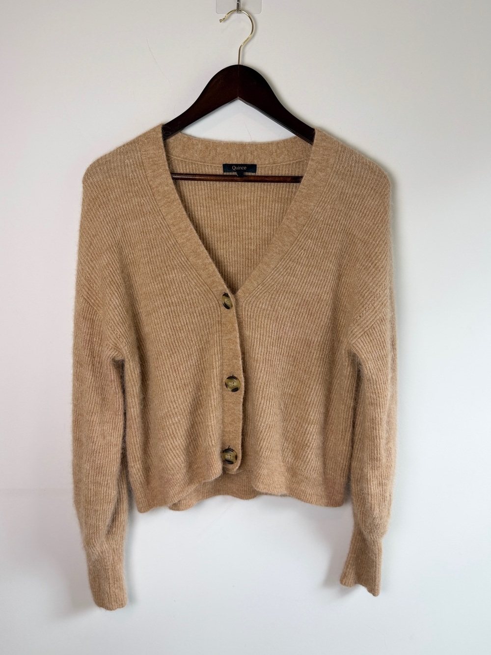 Quince Lightweight Baby Alpaca Cropped V-Neck Cardigan